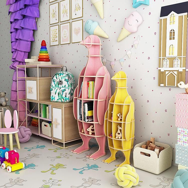 Portable Children Bookcase, Wooden Bookshelf, Colorful Kids Book Shelf