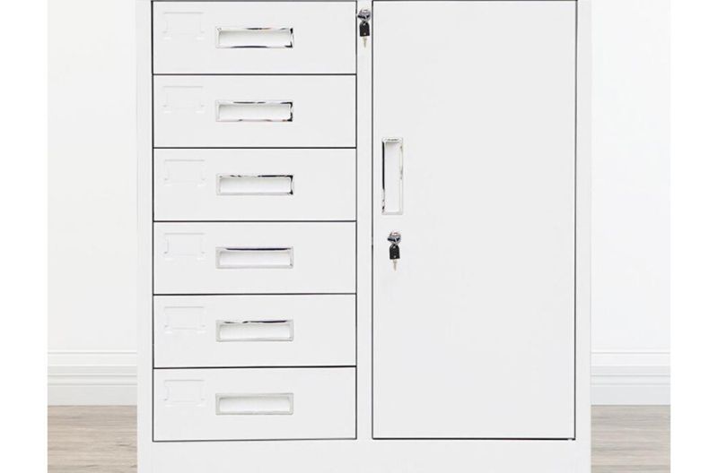 Office 5 Drawer Low Steel Filing Cabinet Metal Cupboard