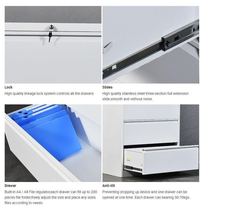 Office Use Lateral Metal Furniture 4 Drawer Storage Filing Cabinet