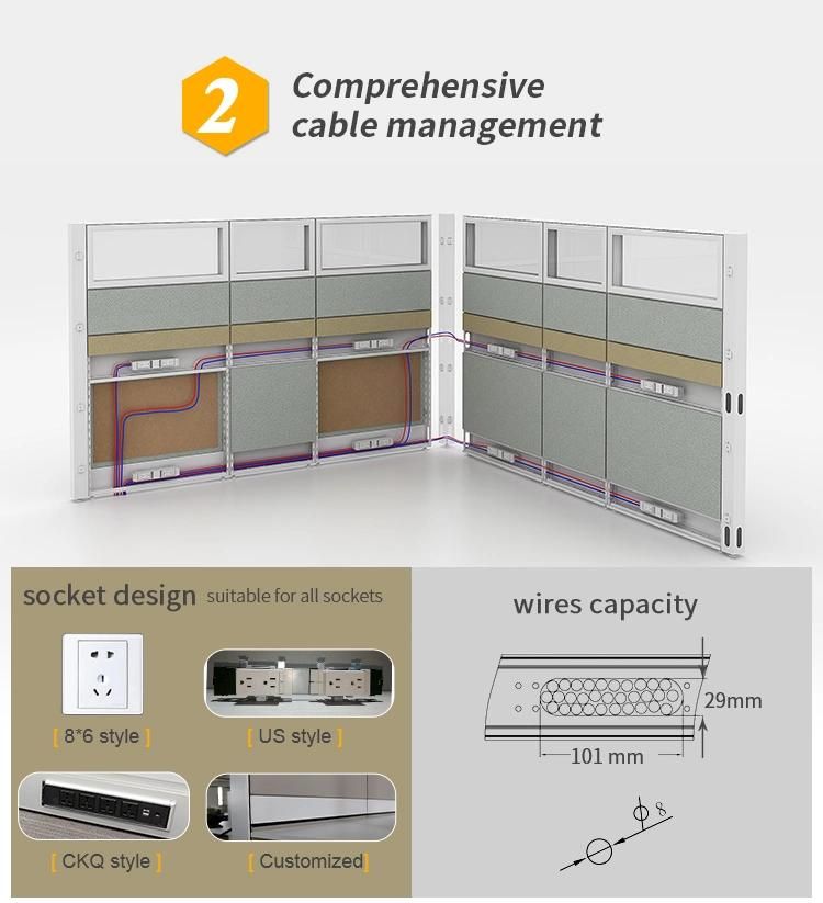 High Effectively Low Height Office 4 Seat T-Shape Workstation Partition