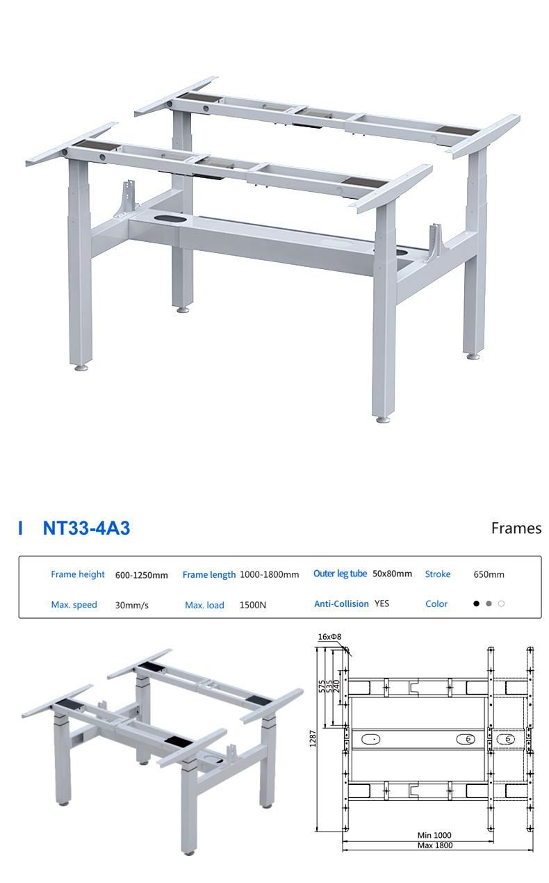 Electric Motors Adjustable Desk Sit to Stand up Office 3 Segments Lifting Column Standing Desk