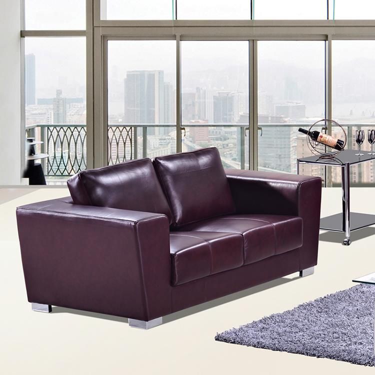 Top Cow Leather Office Sofa /Reception Sofa with Stainless Steel Base