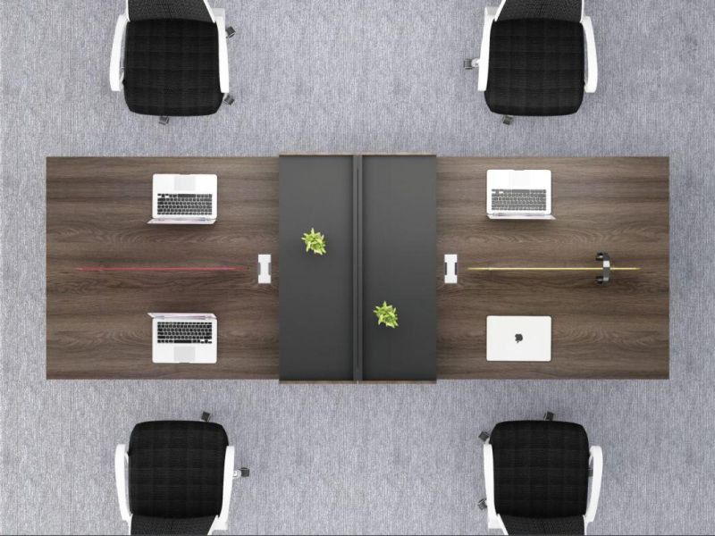 Four Seats Modern MFC Board Panel Commercial Wooden Workstation Table
