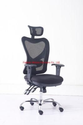 Three Lever Heacy Duty Meachanism with Seat Slider Mesh Back Headrest Available Chrome Base Nylon Caster Manager Office Chair
