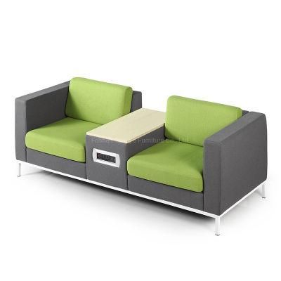 High Density Foam Waiting Room USB Charging Leisure Sectional Fabric Sofa Office Booth