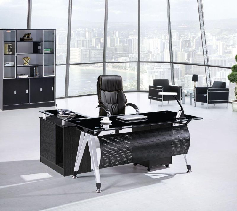 Chinese Wholesale Black Glass Modern CEO Office Executive Desk