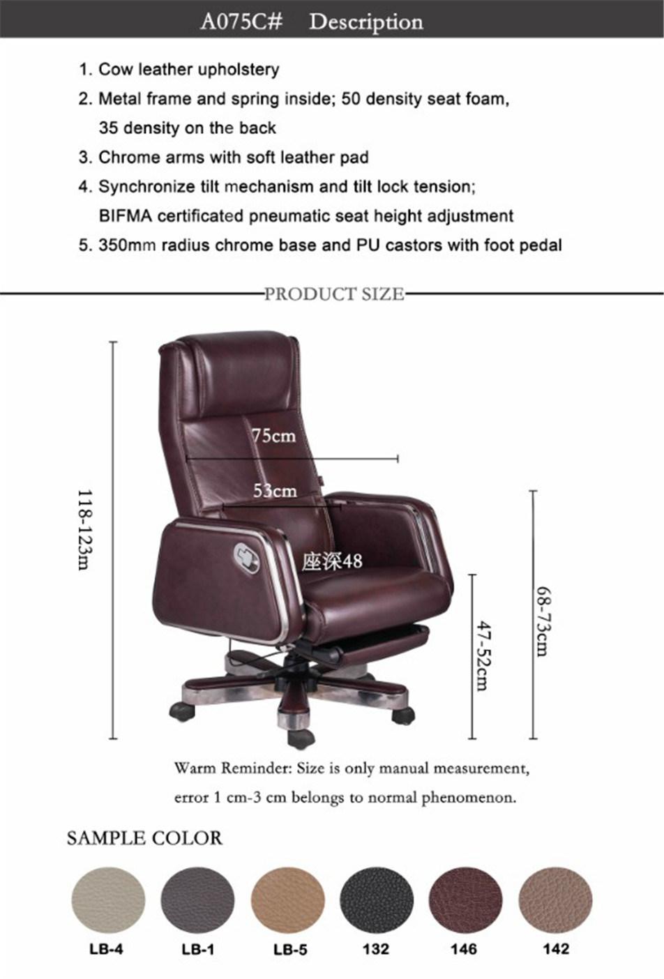 Luxury Leather Office Chair High Back for Boss Chair Manager with Footrest