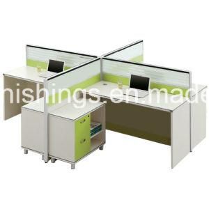 Cross-Shape Glass Partition Melamine Office Table