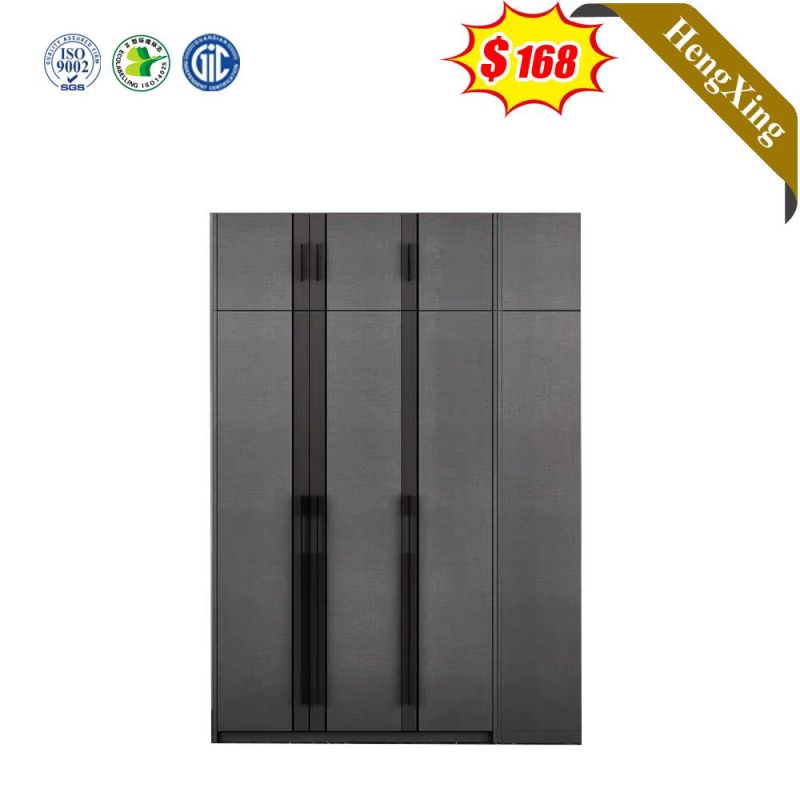 Dark Grey Modern Design Bedroom Home Furniture 5-Door Lockable Storage Wardrobe