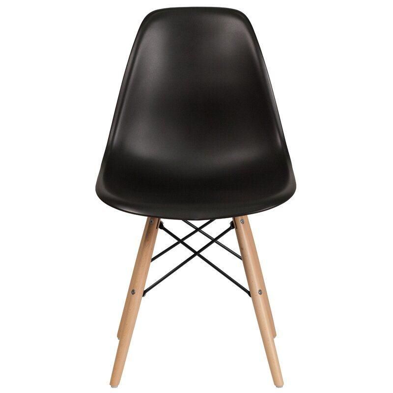 Molded Dining Chairs with Solid Natural Wood Legs White