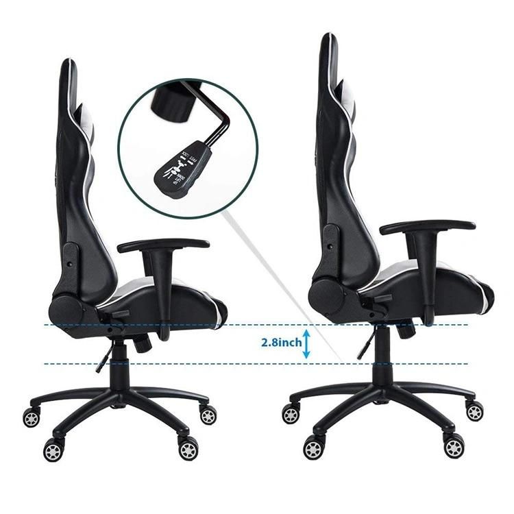 (VENUS) Designer Ergonomic Swivel Executive Gaming Desk Chair, Black and White PU Leather Cover Gaming Chair