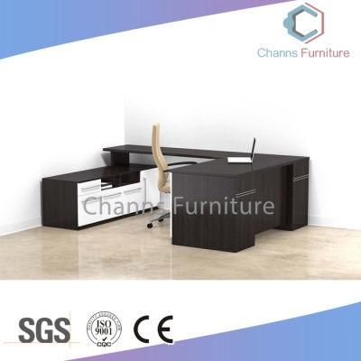 Modern Office Furniture Black U Shape Office Desk with Low Cabinet (CAS-D607)