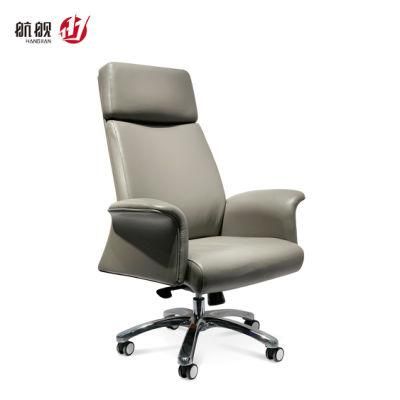 Luxury Leather Height Adjustable Back Racing Office Chair with Headrest Boss Chair