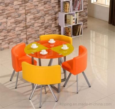 Modern Round Restaurant Dining Table Chair Hotel Chair Banquet Chair Yellow Orange Leather Sofa Furniture Living Room Chair