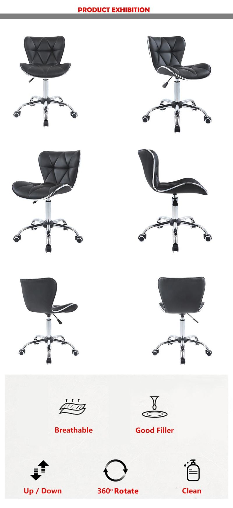 Modern PU Seats Swivel Bar Chair with Wheels Bar Stool Bar Furniture Home Office Chair Task Computer Chair