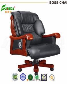 Swivel Leather Executive Office Chair with Solid Wood Foot (FY1038)