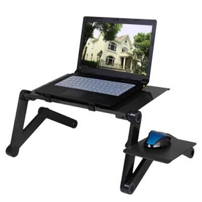 Portable Adjustable Aluminum Laptop Desk Stand Table Vented with CPU Fans Mouse Board