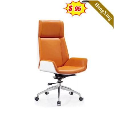 Simple Design Office Furniture Orange PU Leather Chairs Plywood Leisure Lounge Chair