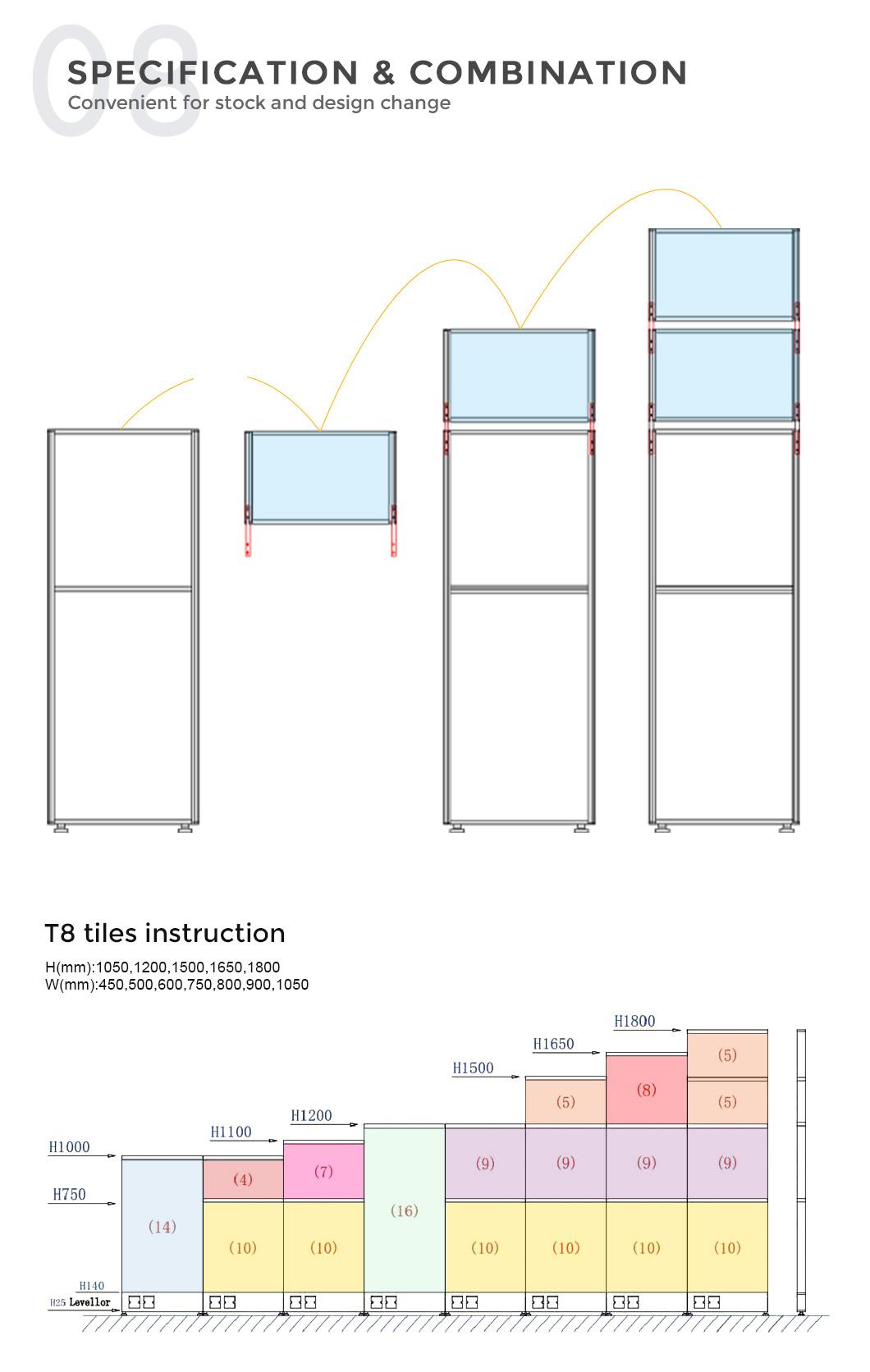 Modular 4 Seater Office Workstation Fabric Material Aluminum Partition