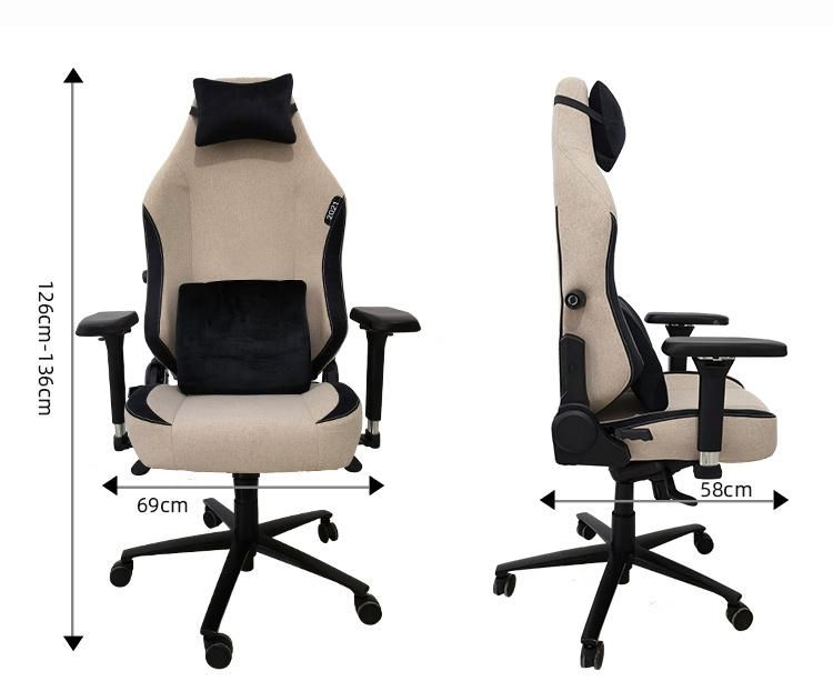Fabric Gaming Chair Creamy White Swivel Liing Adjustable