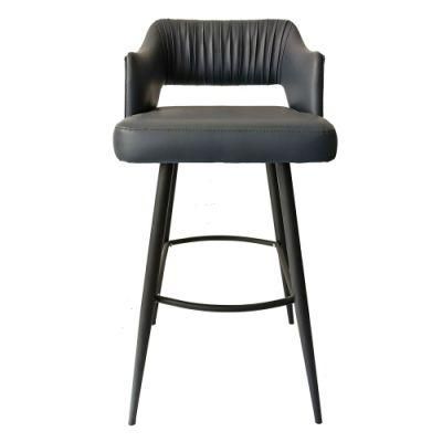 PVC Leather High Foot Bar Accent Chair with Footrest