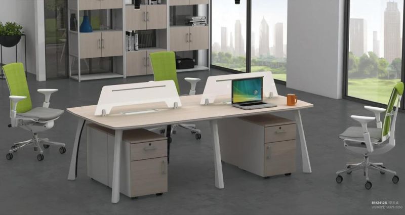 Modern Fresh Office Wooden Partition 4 Seats Staff Workstation