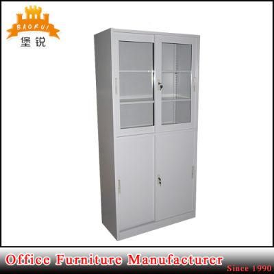 Double Swing Glass Door Display Steel Filing Cupboard Metal File Cabinet