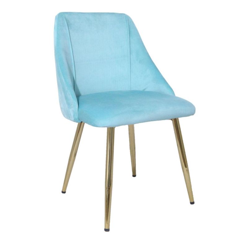 Modern Blue Velvet Fabric Dining Chair