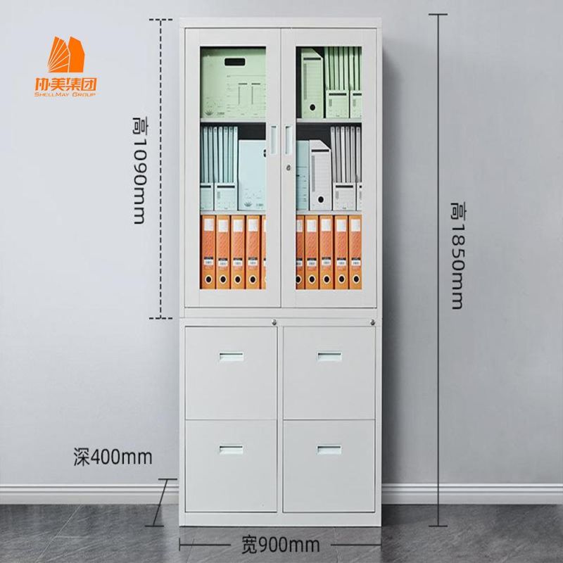 Vertical Filing Cabinet with Two Swing Door on Top.