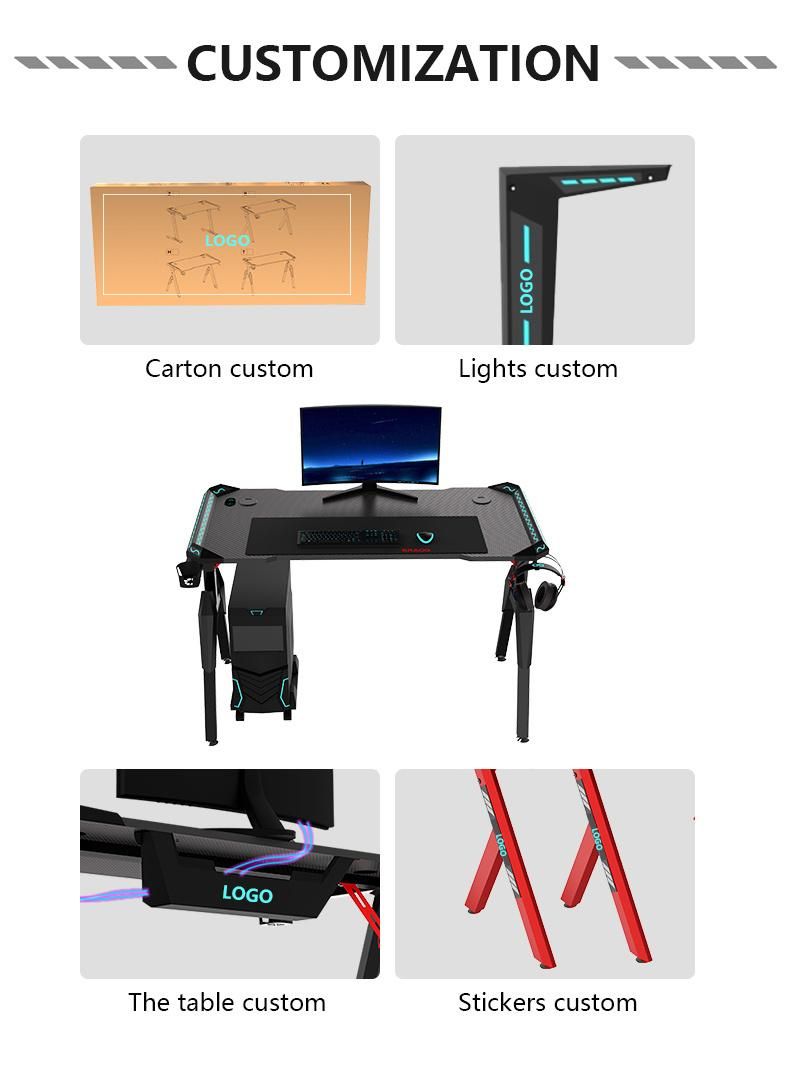 Aor Esports Customizes Furniture Bedroom Desktop Dormitory RGB LED Light Student Laptop Study Computer Table Gamer Competitive Chair Gaming Desk for Home Office