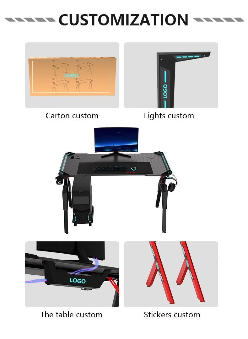 Aor Esports Customizes Furniture Bedroom Desktop Dormitory RGB LED Light Student Laptop Study Computer Table Gamer Competitive Chair Gaming Desk for Home Office