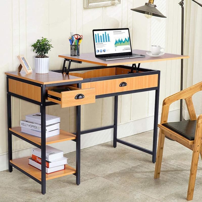 Living Room Study Office Steel Wood Structure with Lifting Table Computer Desk 0301