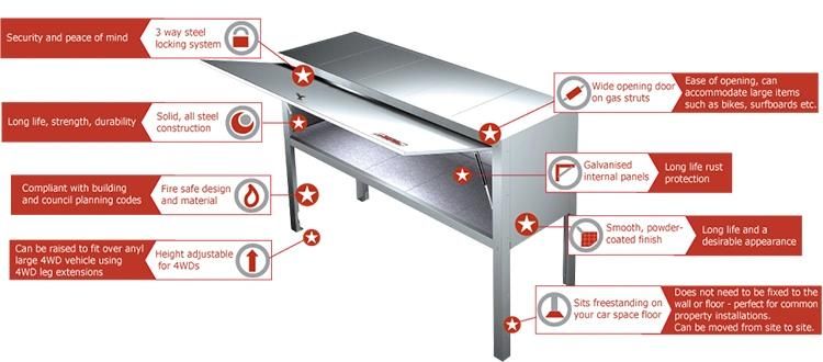 Metal Garage Cabinet Over Car Bonnet Storage Box for Car Parking
