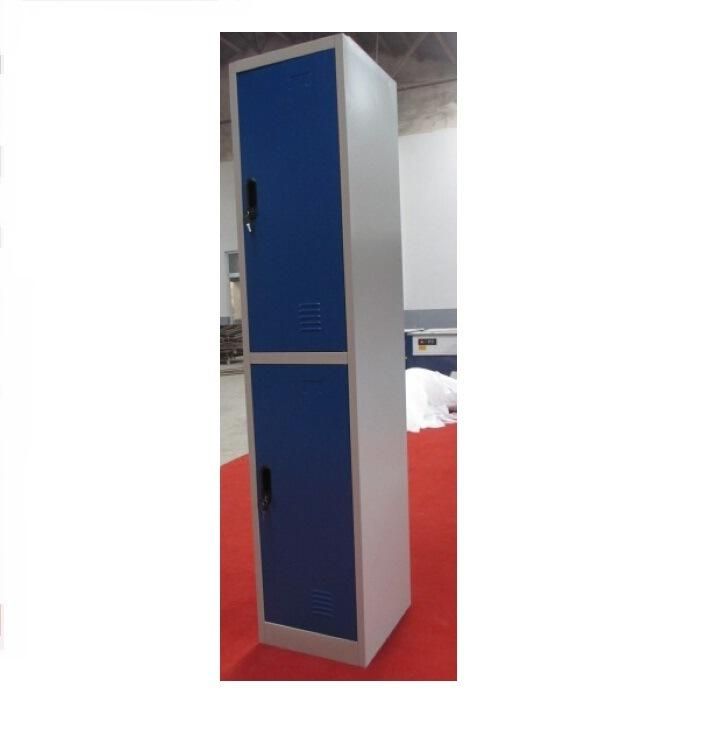 Cold Rolled Steel Commecial Metal Storage Cabinet Wardrobe Iron Separate Line 2 Door Locker