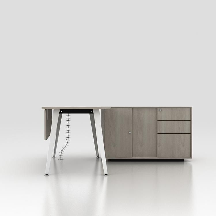 White Color L Shaped Luxury Executive Glass Furniture Modern Office Desk