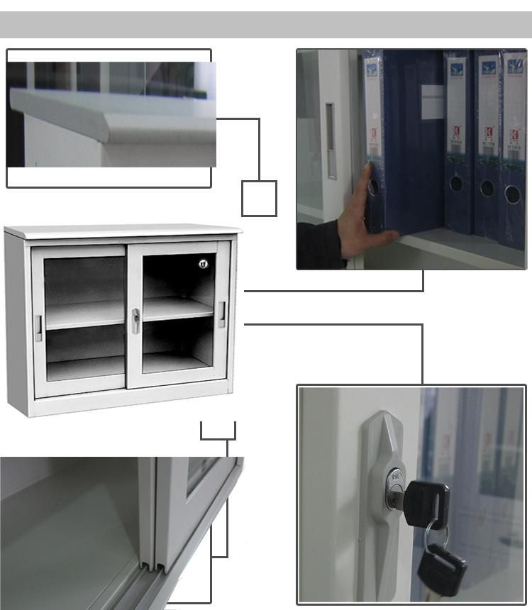 Half Height Small Glass Sliding Door Steel Filing Cabinet