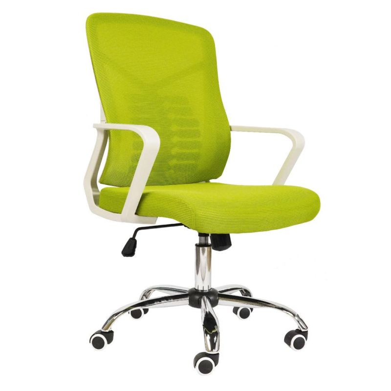 Manufacturers Cheap Wheel Base Middle Back Staff Office Desk Working Chair with Fixed Armrest