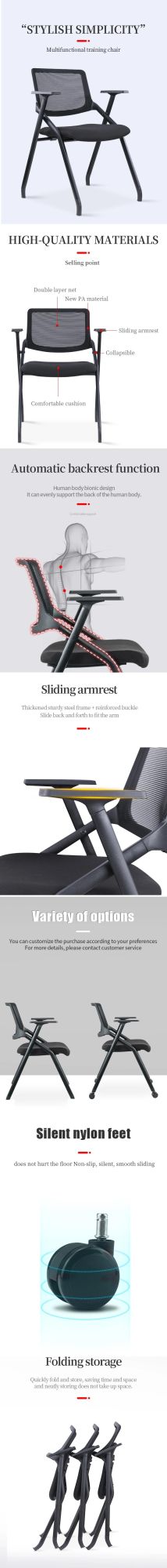 Hot Sale Metal Fixed Visitor Meeting Office Mesh Training Chair