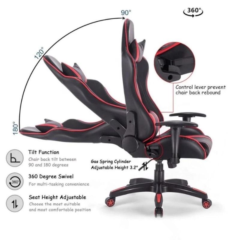 Lying Mechanism Reclining Gaming Chair with Custom Gas Lift