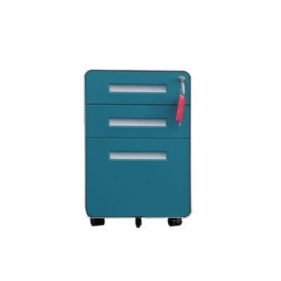 Short Locking Mobile Steel Filing Cabinet on Wheels