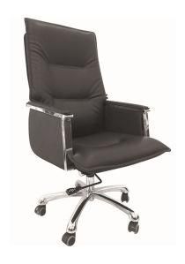 High Back PU Leather Boss Executive Stainless Steel Armrest Swivel Chair