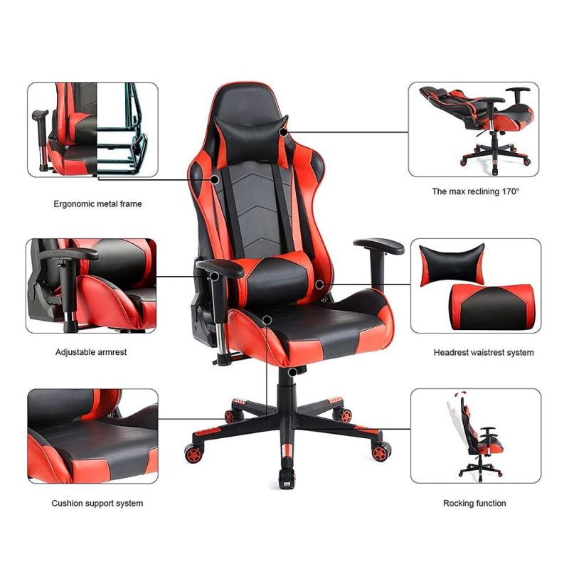 Gaming Chair Red 360 Swivel Racing Chair with 4D Armrest