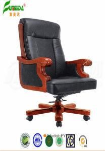 Swivel Leather Executive Office Chair with Solid Wood Foot (FY1049)