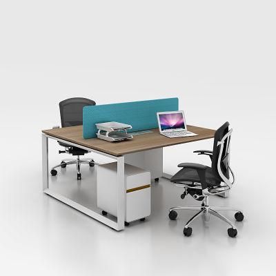 Foshan Commercial Furniture Simple Steel Frame Concise Easy Fitting 2 Seat Office Desk