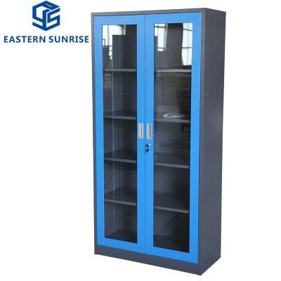 Full Height Glass Swing Door Cupboard Steel Display Storage Cabinet