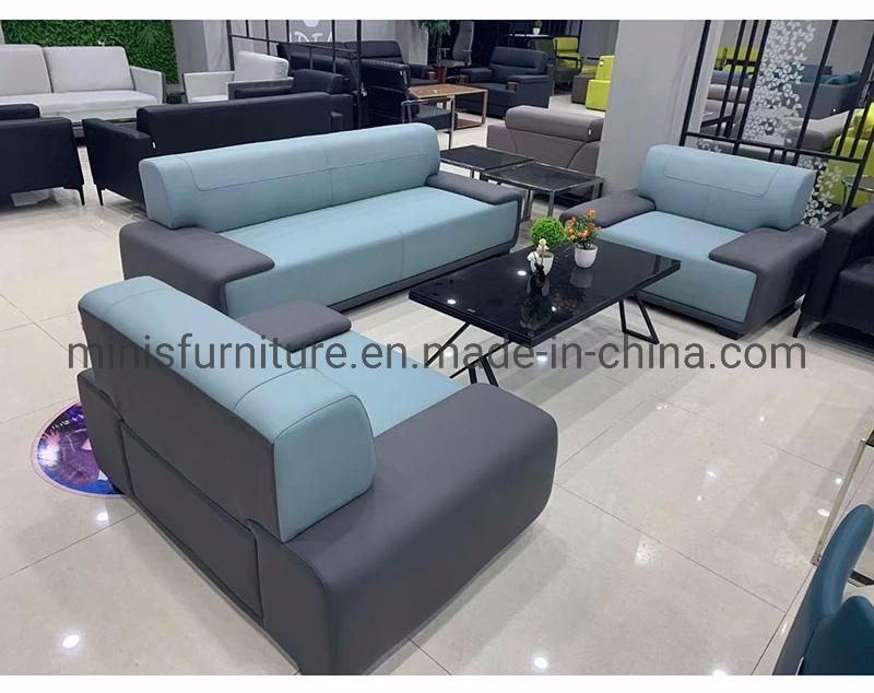 (M-SF34) Wood Frame Office Furniture Commercial Negotiation Leather Sofa Set