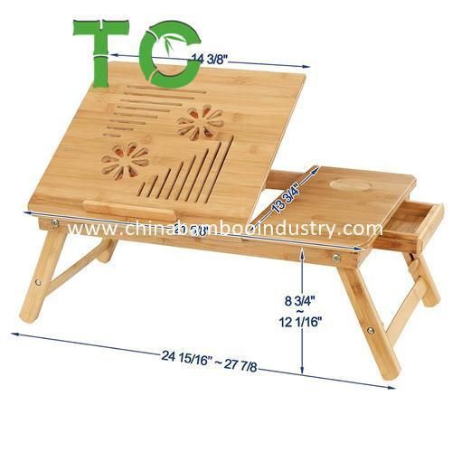 Wholesale Folding Adjustable Bamboo Laptop Desk with Cooling Stand Bed Table Tray