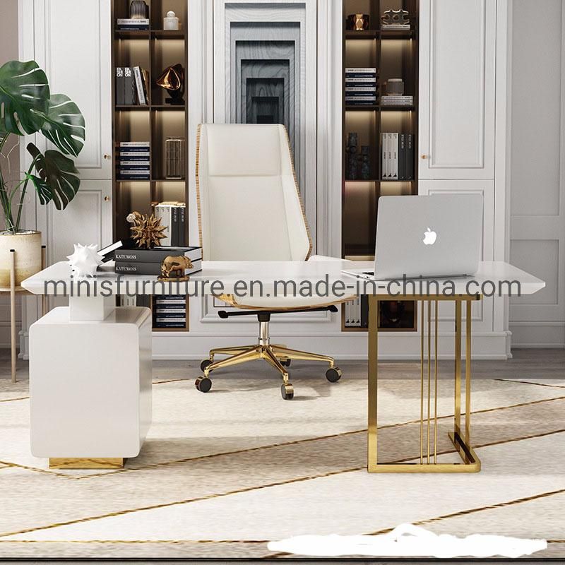 (M-OD1208) Beautiful Office Curved Marble Computer Desk Furniture