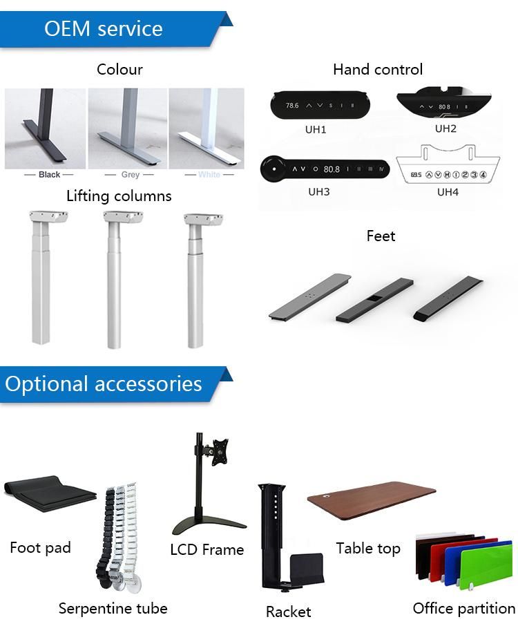 Office Workstation Furniture Electric Two Leg Single Motor Adjustable Table