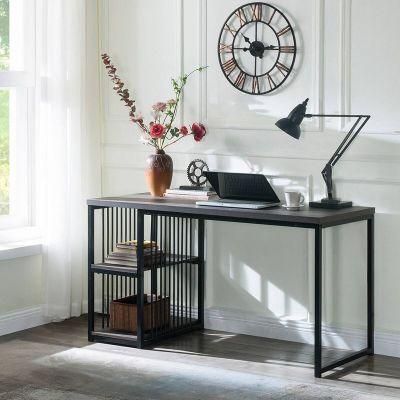 Metal Computer Writing Desk Simple Study Desk with Storage Shelves